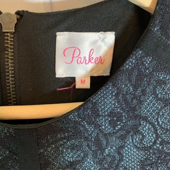 Parker Dia Midnight Blue Lace Sheath Dress Sz M - Picture 5 of 7